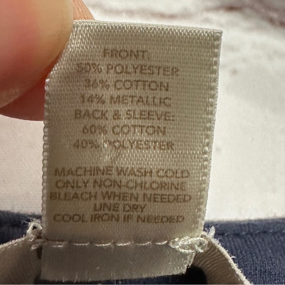 Ann Taylor LOFT Knit Pullover Shirt Top Blouse Sweater Metallic Front Sz XS - Picture 3 of 4